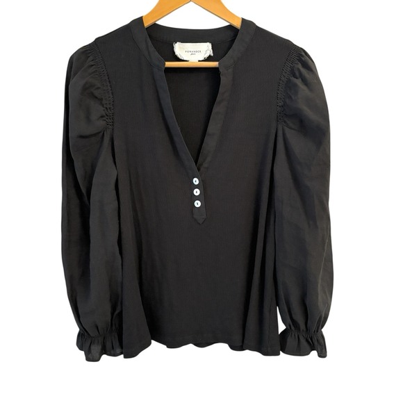 Pomander Place Tops - Pomander Place Puff Sleeve Livia Top Womens Size L Ribbed Knit Capsule Classic